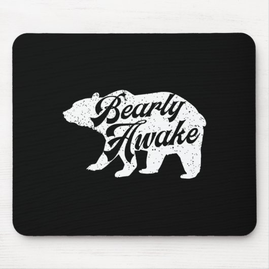 Bearly Awake Bear. Funny Bear Christmas Pajamas Gi Mousepad (Vorne)