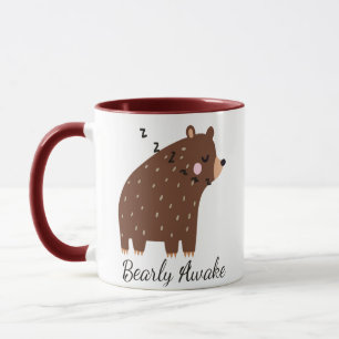 Bearly Awake fun Zitat niedlicher Cartoon Bär Tier Tasse