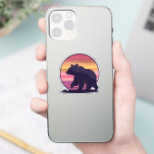 Bearly Awake - Funny Retro Bear Sunset Design Aufkleber (Telefon)