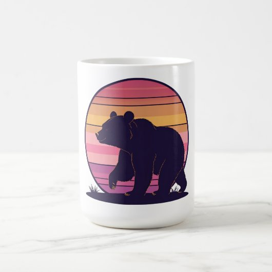 Bearly Awake - Funny Retro Bear Sunset Design Kaffeetasse (Mittel)