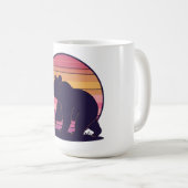 Bearly Awake - Funny Retro Bear Sunset Design Kaffeetasse (VorderseiteRechts)
