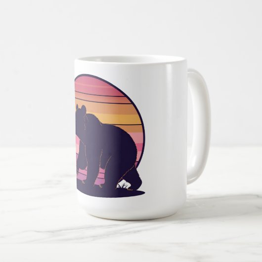 Bearly Awake - Funny Retro Bear Sunset Design Kaffeetasse (VorderseiteRechts)