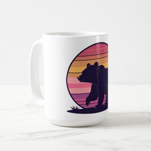 Bearly Awake - Funny Retro Bear Sunset Design Kaffeetasse (Vorderseite Links)