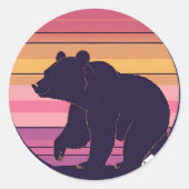 Bearly Awake - Funny Retro Bear Sunset Design Runder Aufkleber (Vorderseite)