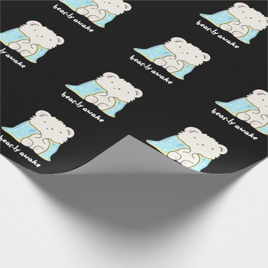Bearly Awake Funny Sleepy Bär Puff Dark BG Geschenkpapier (Ecke)