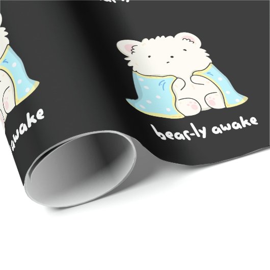 Bearly Awake Funny Sleepy Bär Puff Dark BG Geschenkpapier (Rolleneckpunkt)