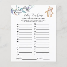 Bearly Baby Item Game. Baby Shower Game