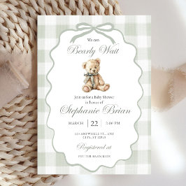 Bearly Baby Shower Einladung Download Sage Grün Gi