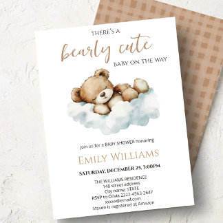 Bearly Cute Baby Shower Invitation | Neutral Teddy Einladung