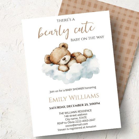 Bearly Cute Baby Shower Invitation | Neutral Teddy Einladung