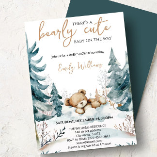 Bearly Cute Baby Shower Invitation | Woodland Bear Einladung