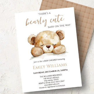 Bearly Cute Baby Shower | Neutral minimalist Einladung