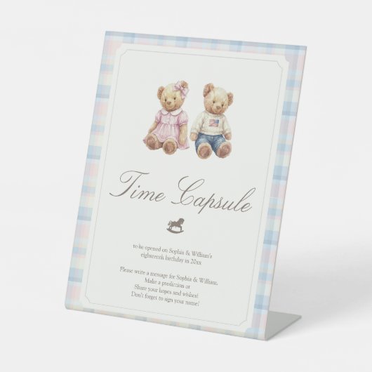 Bearly first birthday Twins Sockelschild (Vorderseite)