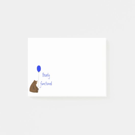 Bearly Functional, Fun Balloon Bear Quote Post-it Klebezettel (Vorderseite)