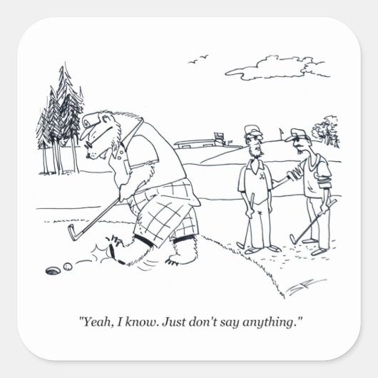 Bearly Golf Großquadratische Aufkleber (Vorderseite)