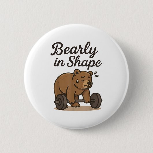 Bearly is Shape - Weichteilen Bären Workout Gym L Button (Vorderseite)