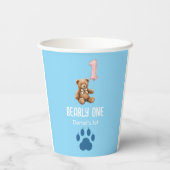 Bearly One | Brauner Teddybär Erster Geburtstag Pappbecher (Rückseite)