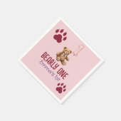 Bearly One | Brauner Teddybär Erster Geburtstag Serviette (Ecke)