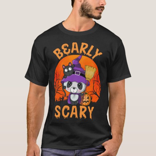 Bearly Scary Cute Halloween Costume Panda Witch Bl T-Shirt (Vorderseite)