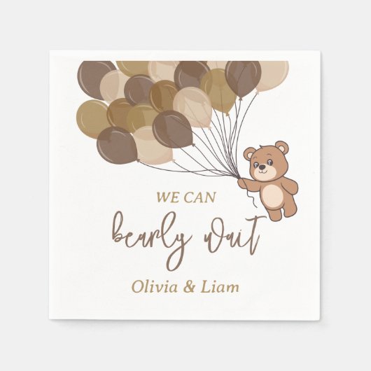 Bearly Wait - Baby Shooting Paper Napkin Serviette (Vorderseite)