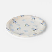 Bearly Wait Baby Shower Flying Bear & Cloud  Pappteller (Schrägansicht)