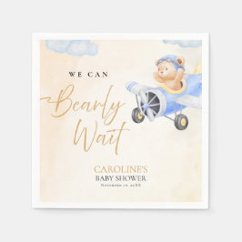 Bearly Wait Baby Shower, Flying Bear Watercolor Serviette