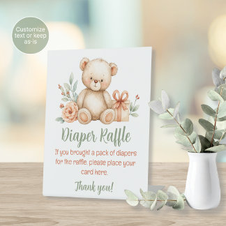 Bearly Wait Baby Shower Windel-Raffle-Tischschild Sockelschild