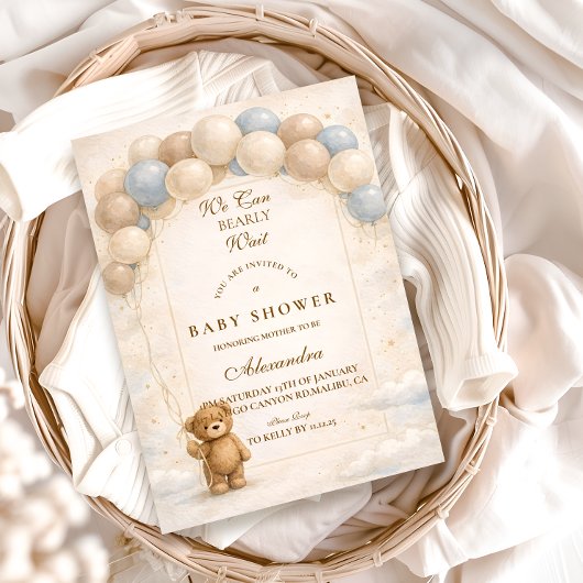 Bearly Wait Balloon Baby Shower Einladung