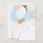Bearly Wait Balloons Bow Blue Tan Boy Baby Dusche Einladung (Rückseite)