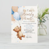 Bearly Wait Balloons Watercolor Boy Baby Dusche Einladung (Stehend Vorderseite)