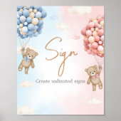 Bearly Wait Bear Balloon Gender Reveal Sign Poster (Vorne)