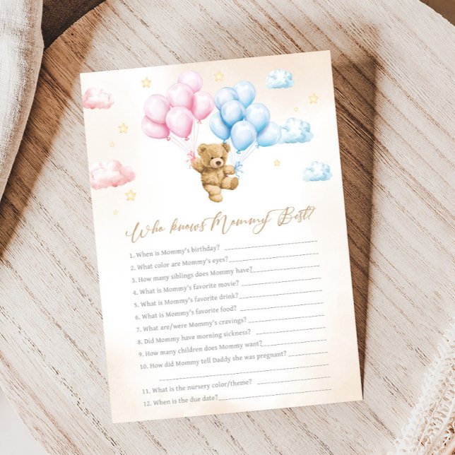 Bearly Wait Bear Gender Reveal Who knows Game (Bear Gender Reveal Game)