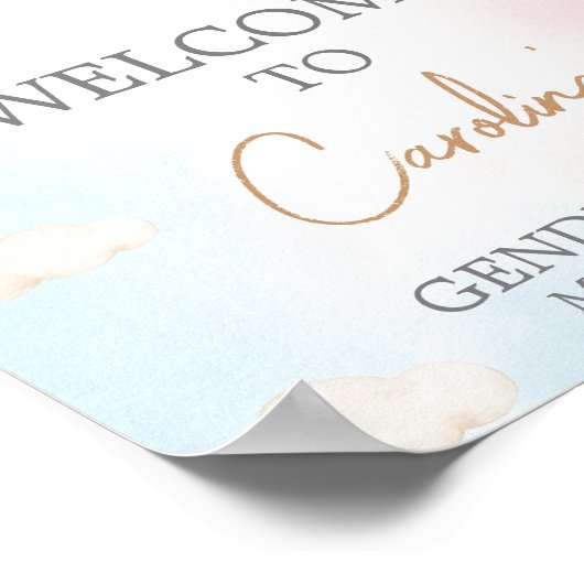 Bearly Wait BearBalloon Gender Reveal Welcome Sign Poster (Ecke)