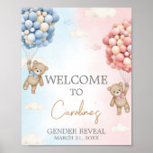 Bearly Wait BearBalloon Gender Reveal Welcome Sign Poster (Vorne)