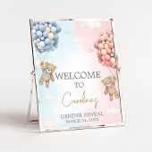 Bearly Wait BearBalloon Gender Reveal Welcome Sign Poster