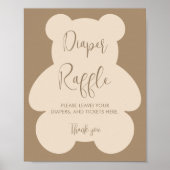 Bearly Wait Beige Baby Shower Diaper Raffle Poster (Vorne)