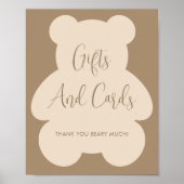 Bearly Wait Beige Baby Shower Gifts and Cards Sign Poster (Vorne)
