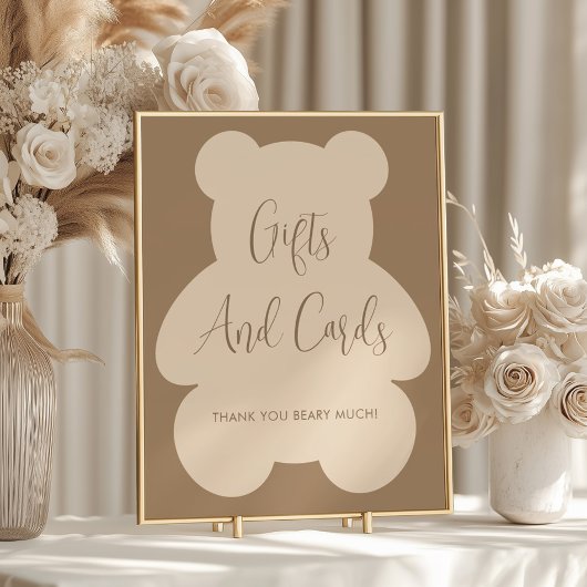 Bearly Wait Beige Baby Shower Gifts and Cards Sign Poster