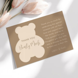 Bearly Wait Beige Teddy Bear Baby Shower Dankeskarte