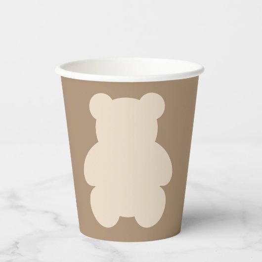 Bearly Wait Beige Teddy Bear Baby Shower Pappbecher (Vorderseite)