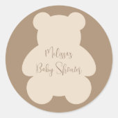 Bearly Wait Beige Teddy Bear Baby Shower Runder Aufkleber (Vorderseite)