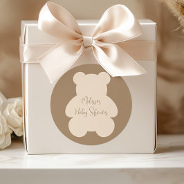 Bearly Wait Beige Teddy Bear Baby Shower Runder Aufkleber