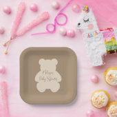 Bearly Wait Beige Teddybär-Baby-Party Pappteller (Party)