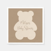 Bearly Wait Beige Teddybär-Baby-Party Serviette (Vorderseite)