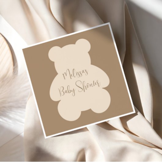 Bearly Wait Beige Teddybär-Baby-Party Serviette
