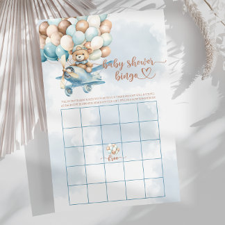 Bearly Wait Blue Balloons Baby Dusche Bingo Spiel