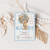 Bearly Wait Blue Bär Ballon Babydusche Einladung