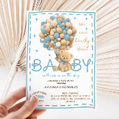 Bearly Wait Blue Bär Ballon Babydusche Einladung