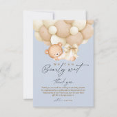 Bearly Wait Blue Boy Baby Shower    Dankeskarte (Vorderseite)