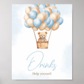 Bearly Wait Blue Hot Air Ballon Baby Drinks Poster (Vorne)